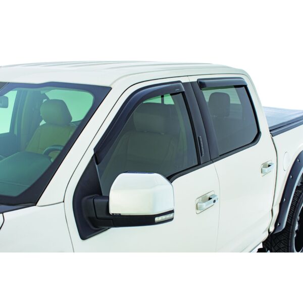Stampede 61100-2 Tape-Onz Sidewind Deflector, Smoke, 4 pc. for 2015-2021 Ford F-150 (Includes SVT Raptor), 2017-2020 F-250/F-350/F-450/F-550 SuperCrew