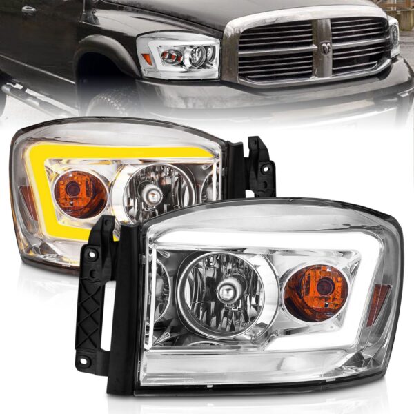 ANZO USA - CRYSTAL HEADLIGHT W/ LIGHT BAR SWITCHBACK CHROME HOUSING CLEAR LENS - 111527