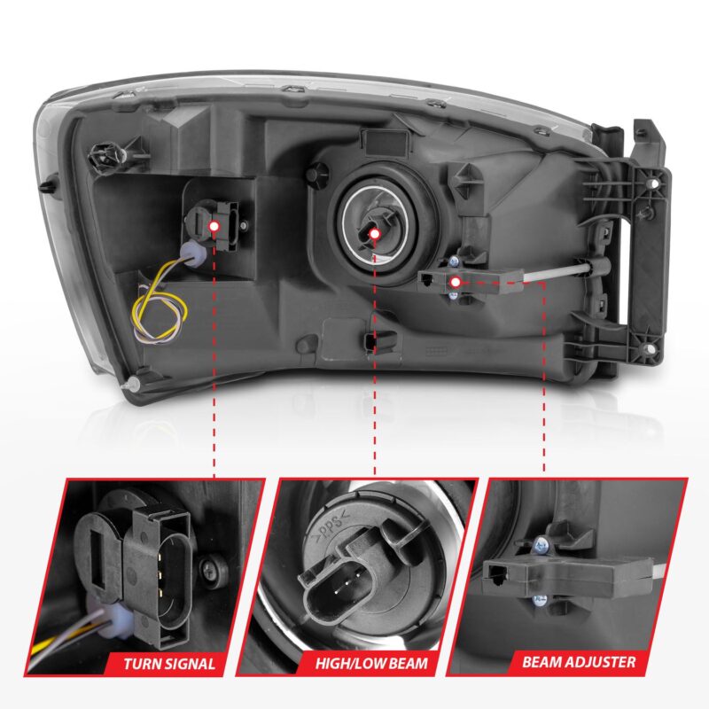 ANZO USA - CRYSTAL HEADLIGHT W/ LIGHT BAR SWITCHBACK CHROME HOUSING CLEAR LENS - 111527