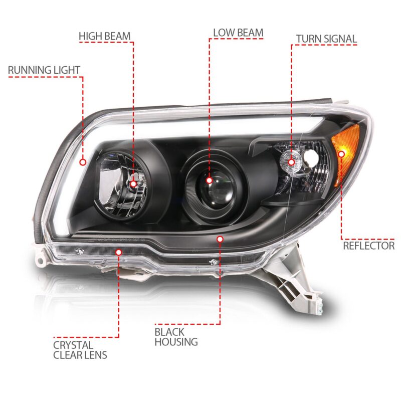ANZO USA - LED Bar Projector Black Headlight - 111616