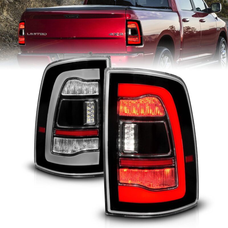 ANZO USA - RAM 1500 09-18, 2500/3500 10-18 LED TAIL LIGHTS BLACK CLEAR LENS W/ SQTL SIGNAL - 311469