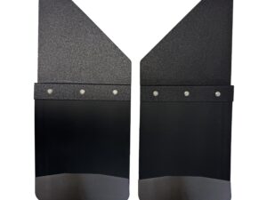 Universal 12" Set Back Mud Flap; 1" Offset; Black Poly-Coated Set-Back; 12"W x 15"H Flap with Black Powder-Coated Stainless Steel Weight