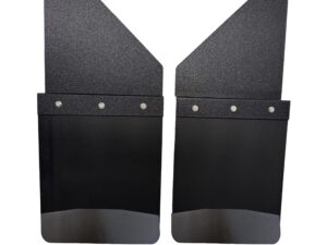 Universal 12" Set Back Mud Flap; 2" Offset; Black Poly-Coated Set-Back; 12"W x 15"H Flap with Black Powder-Coated Stainless Steel Weight