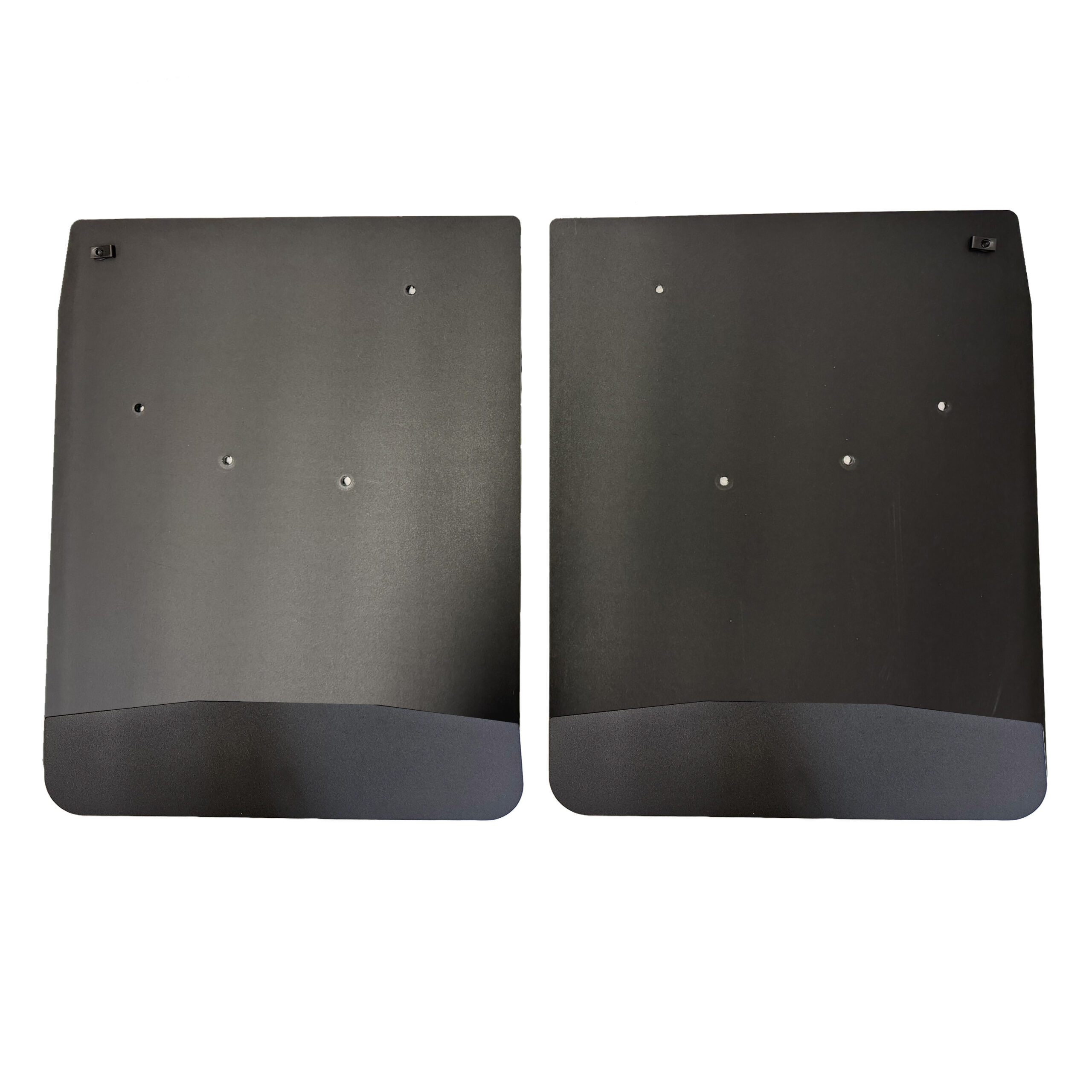 No Drill, Specific Design Rear Mud Flaps for the 20-25 Chevrolet 3500 Dually Pickup with Black-Powder Coated Stainless Steel Weights Pre-Installed; 20"W x 24"H