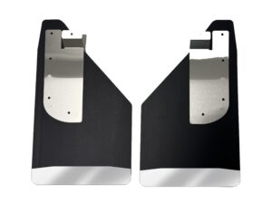 No Drill, Specific Design Front Mud Flaps for the 17+ Super Duty F250, F350, F450 and F550 Pickup with Stainless Steel Weights Pre-Installed; 12"W x 20.5"H