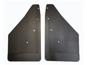 No Drill, Specific Design Front Mud Flaps for the 19-24 (non ZR2) Chevrolet 1500 Pickups with Black-Powder Coated Stainless Steel Weights Pre-Installed; 12"W x 20.5"H