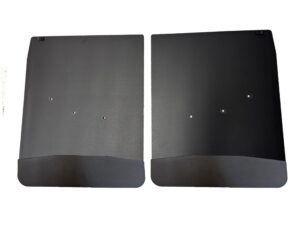 No Drill, Specific Design Rear Mud Flaps for the 20-25 GMC 3500 Dually Pickup with Black-Powder Coated Stainless Steel Weights Pre-Installed; 20"W x 24"H