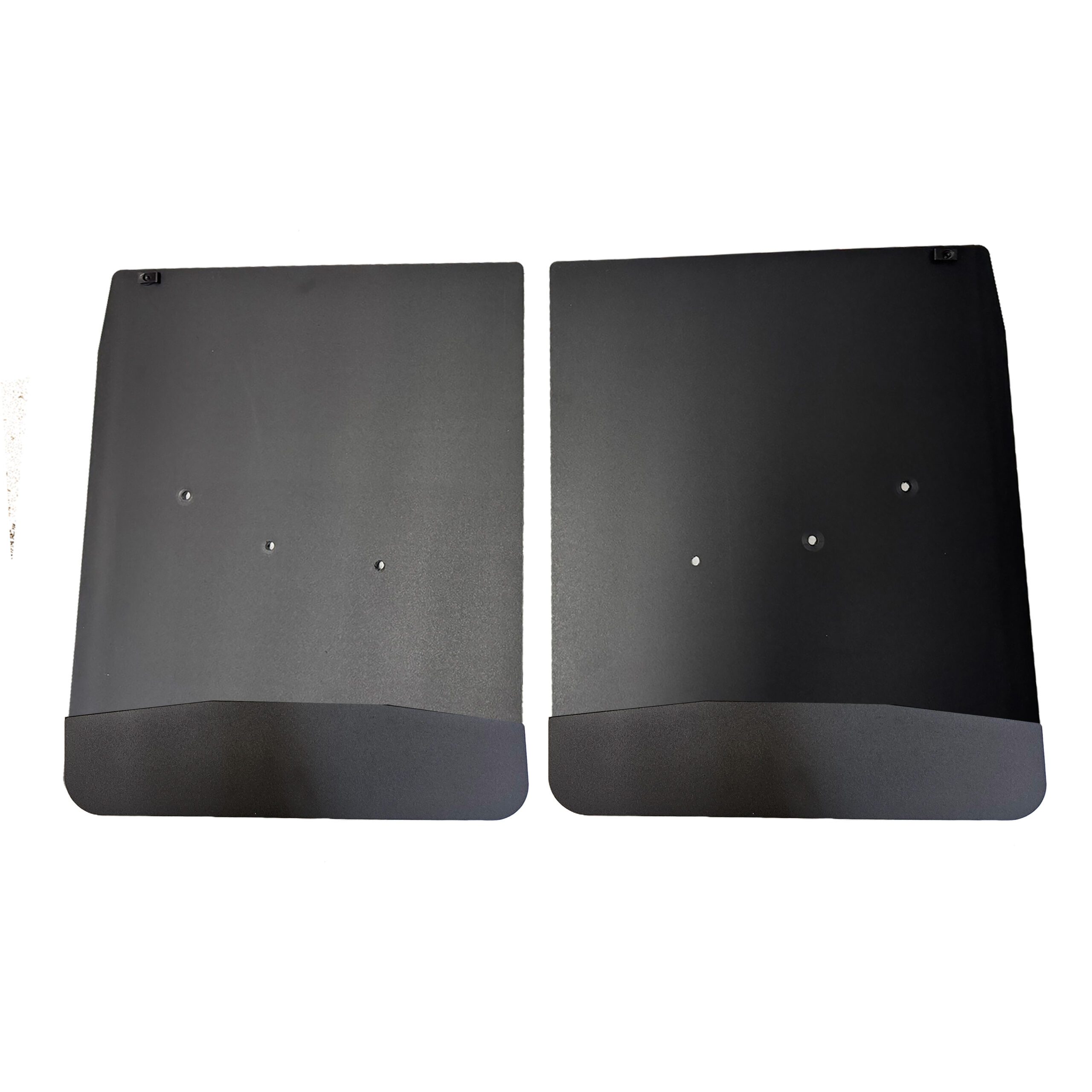 No Drill, Specific Design Rear Mud Flaps for the 20-25 GMC 3500 Dually Pickup with Black-Powder Coated Stainless Steel Weights Pre-Installed; 20"W x 24"H