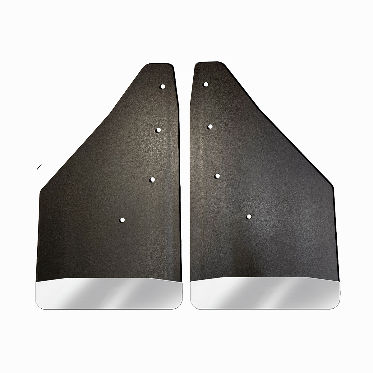 No Drill, Specific Design Front Mud Flaps for the 2015-2020 Ford F150 Pickups with Black-Powder Coated Stainless Steel Weights Pre-Installed; 12"W x 20.5"H