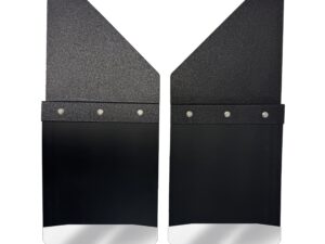 Universal 12" Set Back Mud Flap; 1" Offset; Black Poly-Coated Set-Back; 12"W x 15"H Flap with Stainless Steel Weight