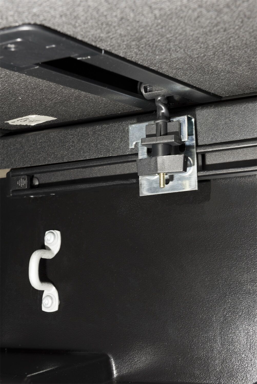 Solid Fold 2.0 Tonneau Cover - Black Textured Paint - 2014-2021 Toyota Tundra 5' 7" Bed with Deck Rail System without Trail Special Edition Storage Boxes