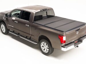 Solid Fold 2.0 Tonneau Cover - Black Textured Paint - 2005-2021 Nissan Frontier 4' 11" Bed with Factory Bed Rail Caps