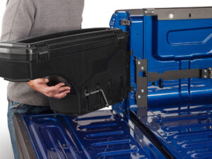 UnderCover Swing Case 2005-2023 Toyota Tacoma (2019-2023 with Storage Box) Drivers Side - Black Smooth - Works with Multi-Track Hardware