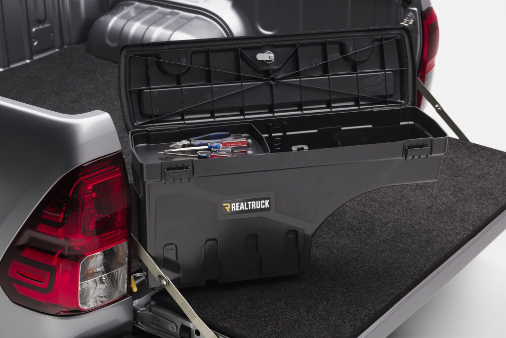 UnderCover Swing Case 2022-2026 Toyota Tundra Drivers Side without Trail Special Edition Storage Boxes - Black Smooth