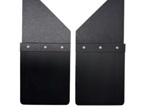 Universal 14" Set Back Mud Flap; 2" Offset; Black Poly-Coated Set-Back; 14"W x 15"H Flap without Stainless Steel Weight