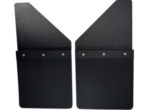 Universal 14" Set Back Mud Flap; 1" Offset; Black Poly-Coated Set-Back; 14"W x 15"H Flap without Stainless Steel Weight