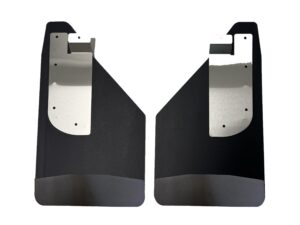 No Drill, Specific Design Front Mud Flaps for the 17+ Super Duty F250, F350, F450 and F550 Pickups with Black-Powder Coated Stainless Steel Weights Pre-Installed; 12"W x 20.5"H