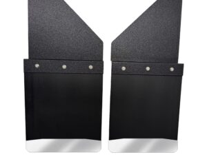 Universal 12" Set Back Mud Flap; 2" Offset; Black Poly-Coated Set-Back; 12"W x 15"H Flap with Stainless Steel Weight