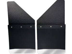 Universal 14" Set Back Mud Flap; 1" Offset; Black Poly-Coated Set-Back; 14"W x 15"H Flap with Stainless Steel Weight