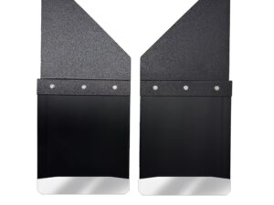 Universal 14" Set Back Mud Flap; 2" Offset; Black Poly-Coated Set-Back; 14"W x 15"H Flap with Stainless Steel Weight