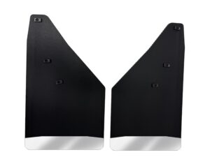 No Drill, Specific Design Front Mud Flaps for the 24+ GMC 1500 Pickup with Stainless Steel Weights Pre-Installed; 12"W x 20.5"H
