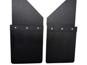 Universal 12" Set Back Mud Flap; 2" Offset; Black Poly-Coated Set-Back; 12"W x 15"H Flap without Stainless Steel Weight